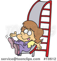 Cartoon Girl on a Slide by Toonaday