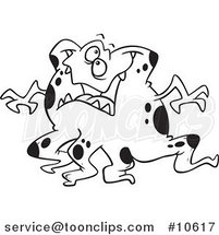 Cartoon Black and White Line Drawing of a Tentacled Monster by Toonaday