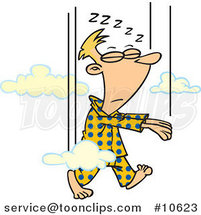 Cartoon Guy Falling While Sleep Walking by Toonaday