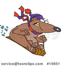 Cartoon Sledding Bear by Toonaday