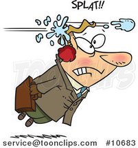 Cartoon Business Man Being Hit with a Snowball by Toonaday