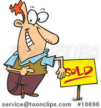 Cartoon Guy with a Sold Sign by Toonaday