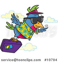 Cartoon Traveling Bird Flying with Luggage by Toonaday