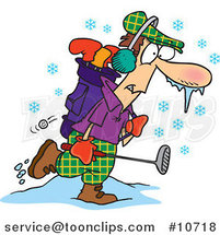 Cartoon Winter Golfer by Toonaday