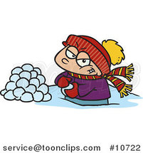 Cartoon Boy Making Snowballs for a Fight by Toonaday