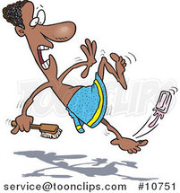 Cartoon Black Guy Slipping on Soap by Toonaday