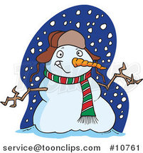 Cartoon Welcoming Snowman by Toonaday