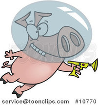 Cartoon Space Pig Using a Ray Gun by Toonaday