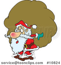 Cartoon Santa Carrying a Heavy Sack by Toonaday