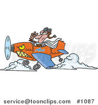 Cartoon Pilot Flying an Ace Plane by Toonaday