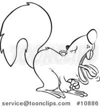 Cartoon Black and White Line Drawing of a Screaming Squirrel by Toonaday