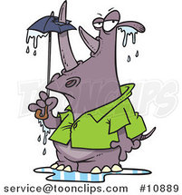 Cartoon Rhino Puncturing an Umbrella with His Horn by Toonaday