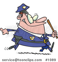 Cartoon Chubby Running Cop by Toonaday