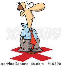 Cartoon Business Man Standing on an X by Toonaday