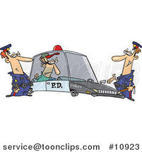 Cartoon Cops with a Robber in a Squad Car by Toonaday