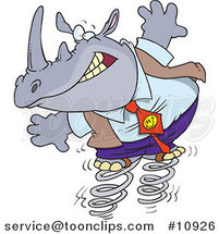 Cartoon Rhino Jumping on Springs by Toonaday