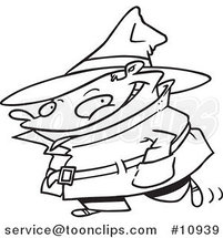 Cartoon Black and White Line Drawing of a Spy Kid by Toonaday