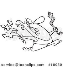 Cartoon Black and White Line Drawing of a Happy Guy Ripping off His Business Clothes for Spring Break by Toonaday