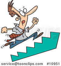 Cartoon Business Man Running up Stairs by Toonaday