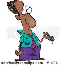 Cartoon Stained Black Business Man Holding a Pen by Toonaday