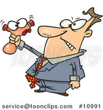 Cartoon Business Man Squeezing a Stress Toy by Toonaday