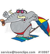 Cartoon Beach Elephant Stretching by Toonaday