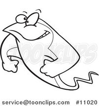 Cartoon Black and White Line Drawing of a Strong Stingray by Toonaday