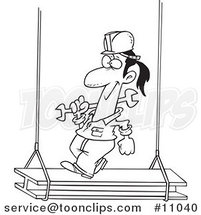 Cartoon Black and White Line Drawing of a Construction Steel Walker by Toonaday