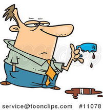 Cartoon Business Man Holding a Cup Melted by Strong Coffee by Toonaday