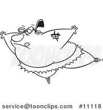 Cartoon Black and White Outline Design of a Sumo Ballerina by Toonaday