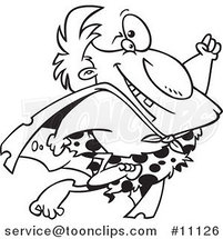 Cartoon Black and White Outline Design of a Super Caveman by Toonaday