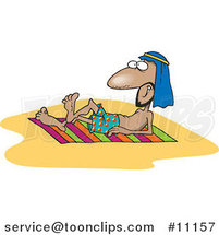 Cartoon Arabian Guy Sun Bathing by Toonaday