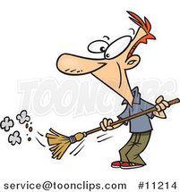 Cartoon Guy Sweeping by Toonaday