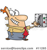 Cartoon Business Man Flipping a Switch by Toonaday