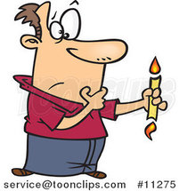 Cartoon Guy Holding a Candle That Is Burning from Both Ends by Toonaday