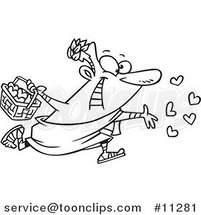 Cartoon Line Art Design of a Guy Spreading Love Confetti by Toonaday