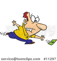 Cartoon Guy Chasing His Last Dollar by Toonaday