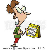 Cartoon Brunette Lady Marking a Day on Her Calendar by Toonaday