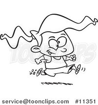 Cartoon Black and White Outline Design of a Girl Running a Marathon by Toonaday