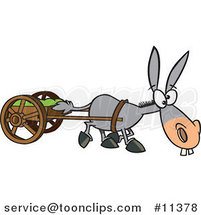 Cartoon Plodding Donkey Pulling a Cart by Toonaday