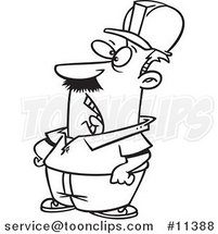 Cartoon Black and White Outline Design of a Supervisor Hollering by Toonaday