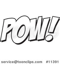 Cartoon Black and White Outline Design of POW by Toonaday