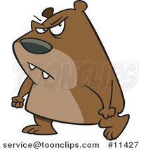 Cartoon Surly Bear Walking with Clenched Fists by Toonaday