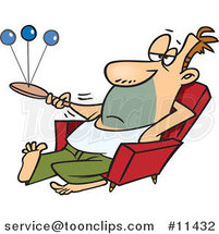 Cartoon Lazy Guy Playing Paddle Ball by Toonaday