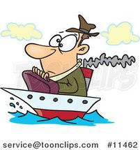 Cartoon Guy on a Tiny Ship by Toonaday