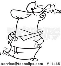 Cartoon Line Drawing of an Impatient Guy Tapping His Foot by Toonaday