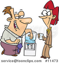 Cartoon Colleagues Flirting at the Water Cooler by Toonaday