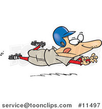 Cartoon Baseball Player Sliding for Home by Toonaday
