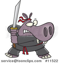 Cartoon Hippo Ninja by Toonaday