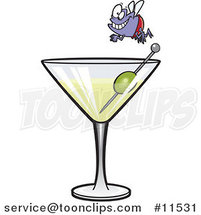 Cartoon Fly Diver over a Martini by Toonaday